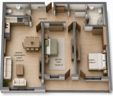 За продажба в Пловдив тристаен Кючук Париж ID 15143